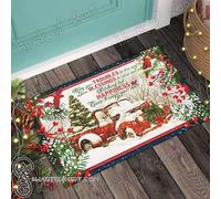 Felpudo Entrada casa Felicidad entra por tu Puerta, Felpudo navideño con camión Rojo
