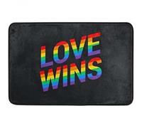 Felpudo Entrada casa Felpudo Alaza Love Wins Pride Rainbow Black Antideslizante para Interiores
