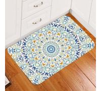 Felpudo Entrada casa Felpudo Azul con diseño de Azulejos complejos