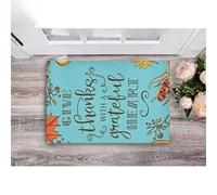 Felpudo Entrada casa Felpudo Azul de Acción de Gracias: Da Gracias con un corazón Agradecido.