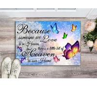 Felpudo Entrada casa Felpudo Cielo de Mariposas en Casa Porque Alguien a quien Amamos está en el Cielo