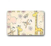 Felpudo Entrada casa Felpudo con Animales asombrosos: Elefante, Mono, Jirafa y pájaros