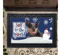 Felpudo Entrada casa Felpudo con Copos de Nieve navideños y Perro Pastor Australiano