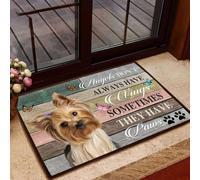 Felpudo Entrada casa Felpudo con diseño de Yorkshire Terrier, Mariposas y ángeles Que aman a los Perros