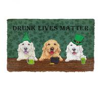 Felpudo Entrada casa Felpudo con el Lema Las Vidas de los borrachos importan de un Golden Retriever