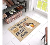 Felpudo Entrada casa Felpudo con el Mensaje Espero Que hayas comprado Cerveza y golosinas para Perros Basset Hound