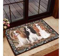 Felpudo Entrada casa Felpudo con Estampado de Cachemir de Perros Cavalier King Charles Spaniel