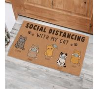 Felpudo Entrada casa Felpudo con Estampado de Gato en cuarentena y distanciamiento Social con mi Gato