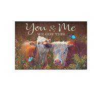 Felpudo Entrada casa Felpudo con Estampado de Vaca y Flores: Tú y yo Podemos con Esto