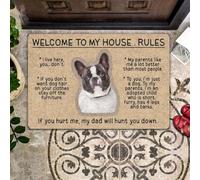 Felpudo Entrada casa Felpudo con Forma de Bulldog francés: Bienvenidos a Las Normas de mi casa