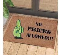 Felpudo Entrada casa Felpudo con Forma de Flor de Cactus: Prohibida la Entrada a Idiotas