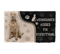 Felpudo Entrada casa Felpudo con Forma de Perro, Besos de Weimaraner, soluciona Cualquier Problema, Felpudo Personalizado con Nombre
