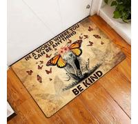 Felpudo Entrada casa Felpudo con la Frase En un Mundo Donde Puedes ser lo Que Quieras, sé Amable para Amantes de los Elefantes.