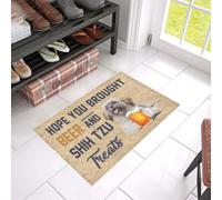 Felpudo Entrada casa Felpudo con la Frase Espero Que hayas comprado Cerveza y golosinas para Shih Tzu.