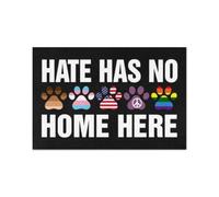 Felpudo Entrada casa Felpudo con la Frase Huellas de Perro, el Odio no Tiene Cabida aquí.