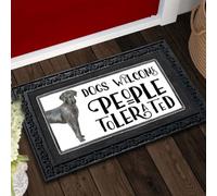 Felpudo Entrada casa Felpudo con la Frase Se admiten Perros, se toleran Personas y la Imagen de un Gran danés.