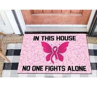 Felpudo Entrada casa Felpudo con Mensaje de concienciación sobre el cáncer: En Esta casa Nadie Lucha Solo