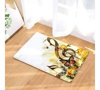 Felpudo Entrada casa Felpudo con Notas Musicales Blancas para Interior y Exterior, Ideal para Amantes del Piano.