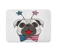 Felpudo Entrada casa Felpudo con un Perro celebrando el 4 de Julio mostrando su Gran Lengua roja