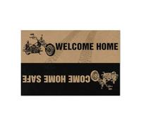 Felpudo Entrada casa Felpudo de Bienvenida a casa, regresa a casa Sano y Salvo, diseño de Motociclista, para Interiores y Exteriores.