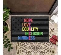 Felpudo Entrada casa Felpudo de Bienvenida con valores de Esperanza, Amor, Igualdad, inclusión, amabilidad y fácil Limpieza.
