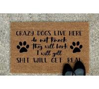 Felpudo Entrada casa Felpudo de Bienvenida fácil de Limpiar: ¡Aquí Viven Perros Locos!