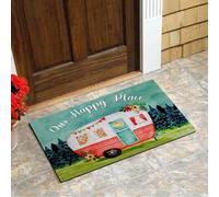 Felpudo Entrada casa Felpudo de Camping Nuestro Lugar Feliz, con un Bonito diseño gráfico.