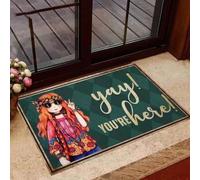 Felpudo Entrada casa Felpudo de Chica Hippie ¡Sí, estás aquí!