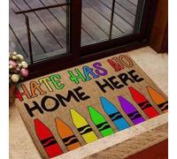 Felpudo Entrada casa Felpudo de crayones arcoíris: El Odio no Tiene Cabida aquí (LGBT)