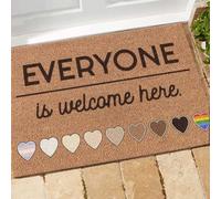 Felpudo Entrada casa Felpudo de Derechos Humanos: Todos Son bienvenidos aquí. Regalo Decorativo.