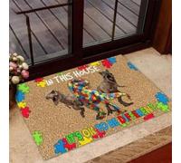 Felpudo Entrada casa Felpudo de Dinosaurio: En Esta casa está Bien ser Diferente