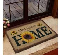 Felpudo Entrada casa Felpudo de Girasol «Dios Bendiga Nuestro hogar»