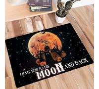 Felpudo Entrada casa Felpudo de Halloween con la Frase Te Odio hasta la Luna y de Vuelta