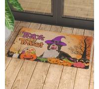 Felpudo Entrada casa Felpudo de Halloween con Pembroke Welsh Boston Terrier