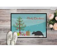 Felpudo Entrada casa Felpudo de Interior y Exterior con Rata Negra Feliz Navidad