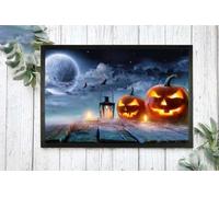 Felpudo Entrada casa Felpudo de la Igualdad con Calabaza de Halloween Bajo la Luna