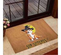 Felpudo Entrada casa Felpudo de Perro Corgi de Sup Witches