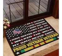 Felpudo Entrada casa Felpudo de Veterano de Vietnam, Ama la Libertad, Usó Placas de identificación, Cumplió con su Deber, Veterano Orgulloso de Vietnam