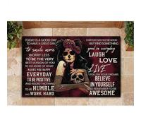 Felpudo Entrada casa Felpudo Divertido con Calavera de azúcar del Día de Muertos. Hoy es un Buen día.