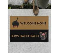 Felpudo Entrada casa Felpudo Divertido con diseño de Perro Salchicha: Bienvenido a casa, regresa Sano y Salvo