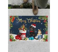 Felpudo Entrada casa Felpudo Divertido con diseño de Perro Salchicha navideño