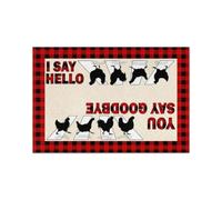 Felpudo Entrada casa Felpudo Divertido con gallina granjera: yo Digo Hola, tú Dices adiós.