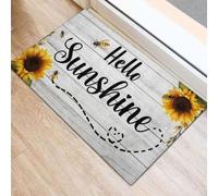 Felpudo Entrada casa Felpudo Divertido de Girasol Veraniego con la Frase Hola Sol (Hola Sol) - Regalo de cumpleaños para Amigos y Familiares