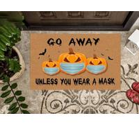 Felpudo Entrada casa Felpudo Divertido de Halloween: «¡Fuera si no llevas mascarilla!» Regalo para Familiares y Amigos. Felpudos para el hogar.