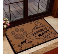 Felpudo Entrada casa Felpudo Divertido para Interiores y Exteriores con diseño de Pastor alemán y diseño de Espacio Feliz