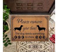 Felpudo Entrada casa Felpudo Divertido para Interiores y Exteriores con diseño de Perro Salchicha: «Quítese los Zapatos».