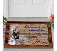 Felpudo Entrada casa Felpudo Divertido para Interiores y Exteriores con la Frase Gato Lleno de Amor para Amantes de los Gatos