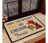 Felpudo Entrada casa Felpudo Espero Que hayas traído Cerveza y Pollo Frito para Amantes de la Cerveza