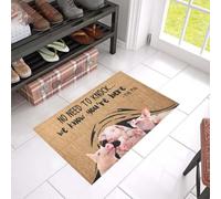Felpudo Entrada casa Felpudo Estampado de Cerdito Adorable: Sabemos Que estás aquí