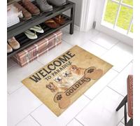 Felpudo Entrada casa Felpudo Estampado de Golden Retrievers: Bienvenido al paraíso